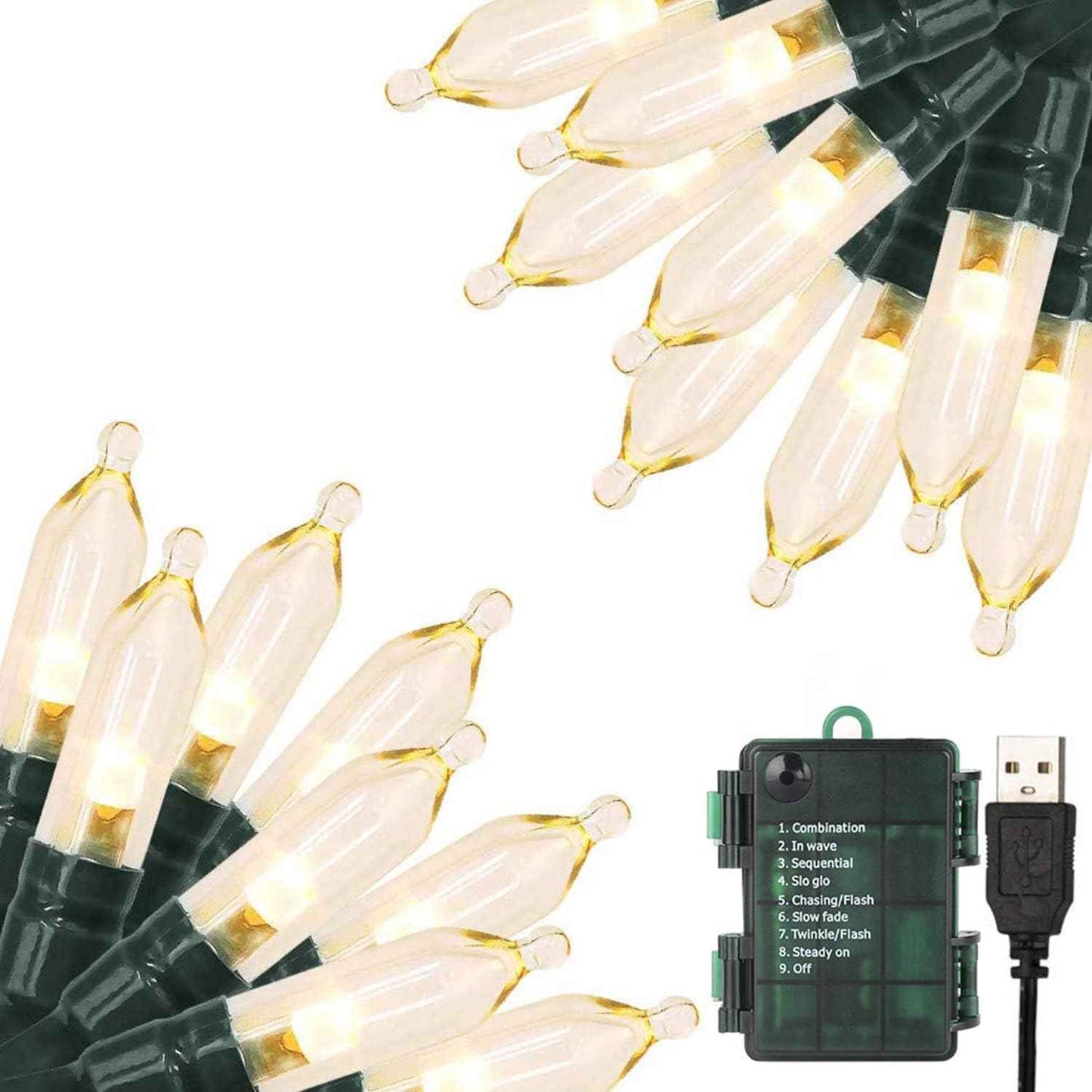 Battery Operated String Lights with 6 Hour Auto Timer, Aesthetic Dorm Room and Apartment Lighting in Warm White, Waterproof LED Lights with USB Option