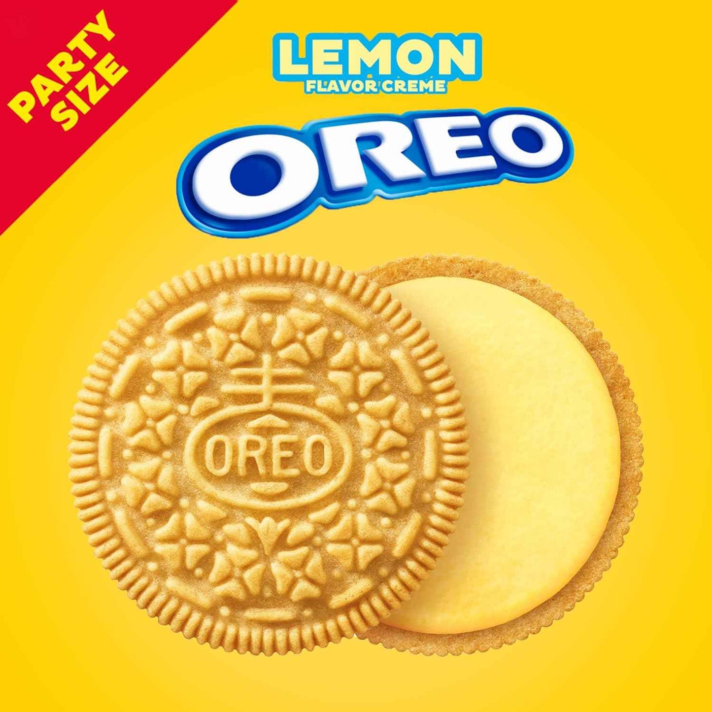 OREO Lemon Creme Sandwich Cookies – Picnic Snack for Road Trips, Resealable Party Size 24.95 oz
