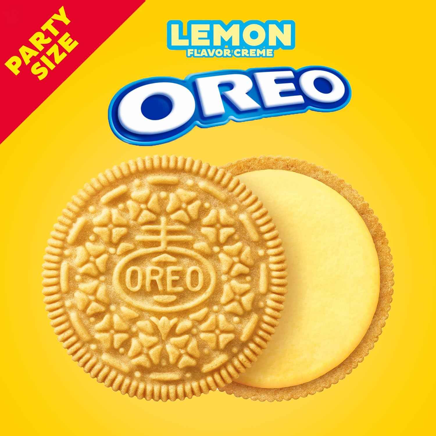 OREO Lemon Creme Sandwich Cookies – Picnic Snack for Road Trips, Resealable Party Size 24.95 oz