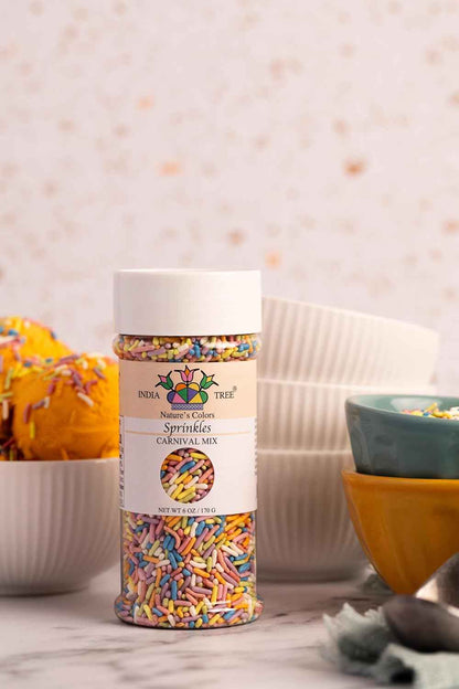 India Tree Nature's Colors Pastel Rainbow Sprinkles – Thoughtful Gift for Allergy-Conscious Bakers, 6 oz Jar