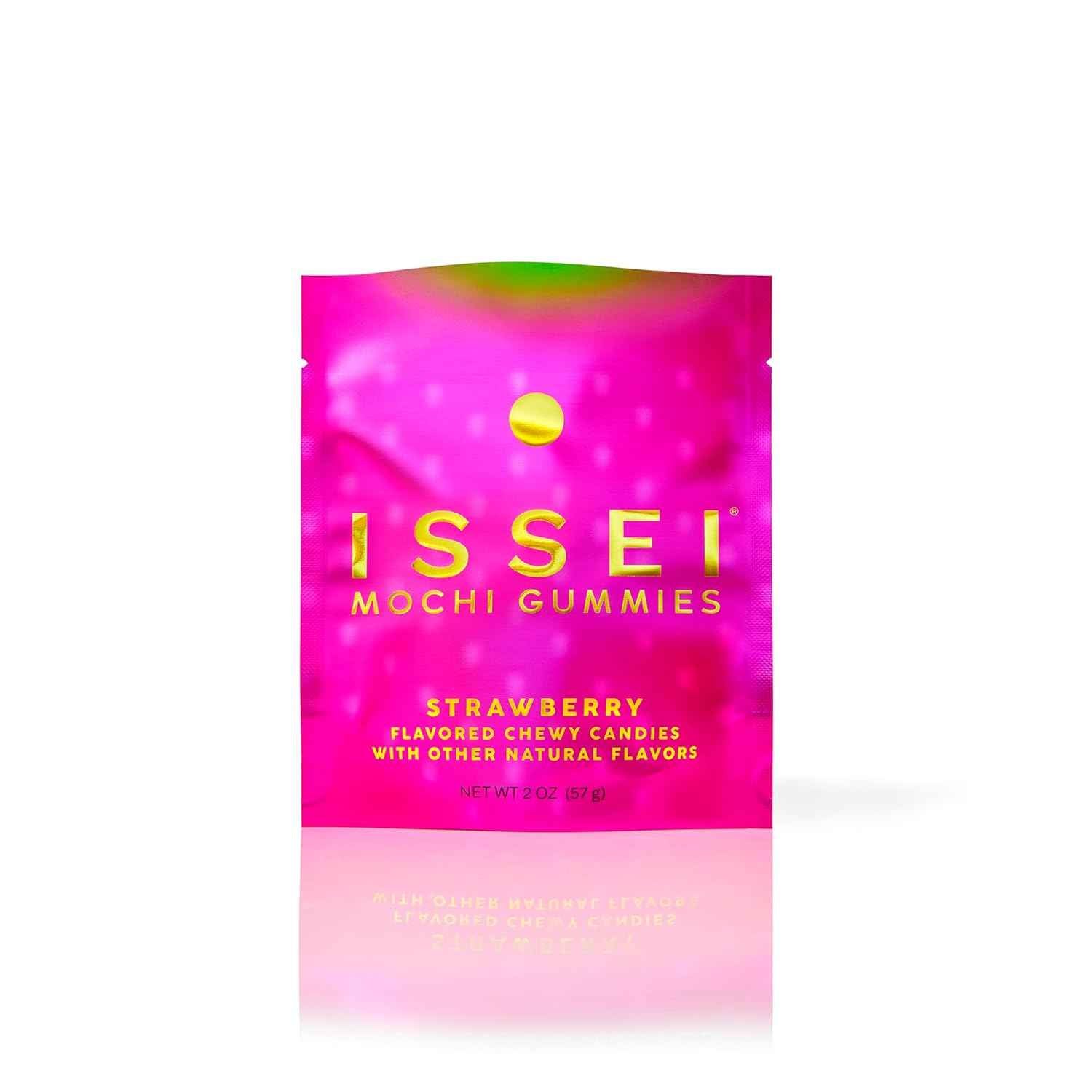 ISSEI Strawberry Mochi Gummies Chewy Candy – Allergen-Friendly Lunchbox Treat for School and Camp