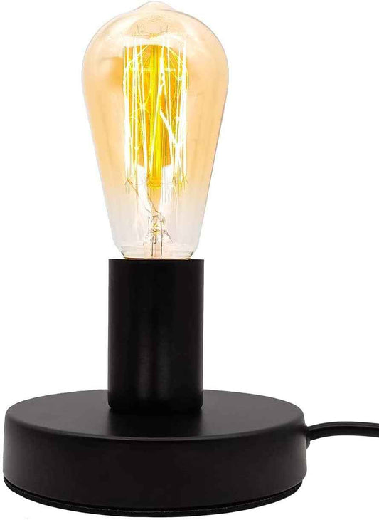 Vintage Industrial Table Lamp Base – E26/E27 Ceramic Socket for Cozy Bedroom and Living Room Decor with Edison Bulb Ambiance