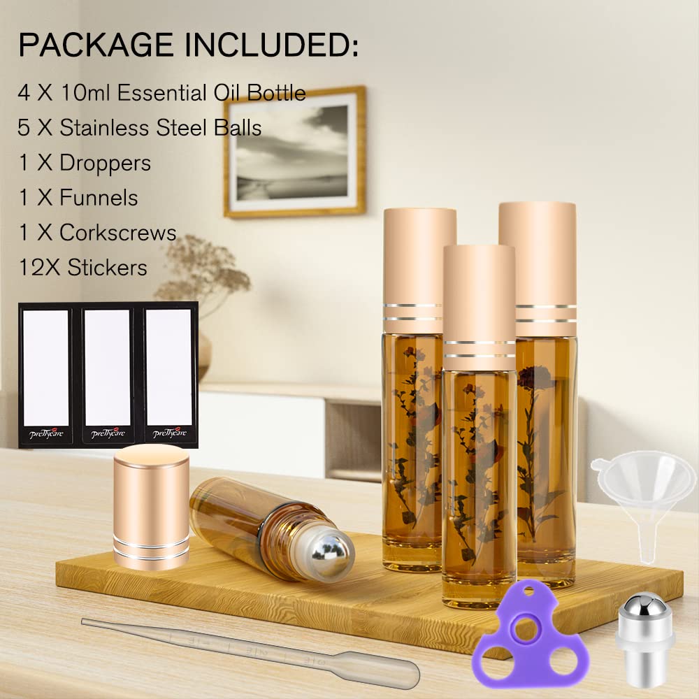 PrettyCare_Essential_oil_Roller_Bottles_for_Oils_10ml_Glass_Amber_Perfume_Bottles_Empty_with_Extra_Roller_Balls,_Opener,_Funnel,_Pipette,_Labels