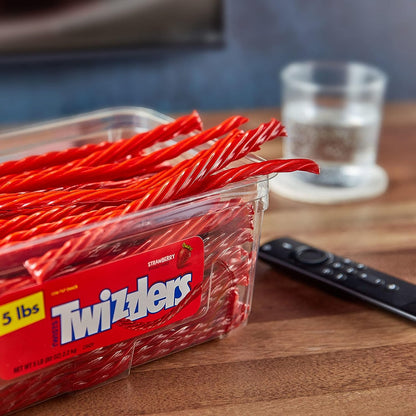 TWIZZLERS_Twists_Strawberry_Flavored_Licorice_Style,_Low_Fat_Candy_Tub,_5_lb_Snack_Sweet_Sugar_Corn_Bonbon_Salt_Artificial_Flour_Natural