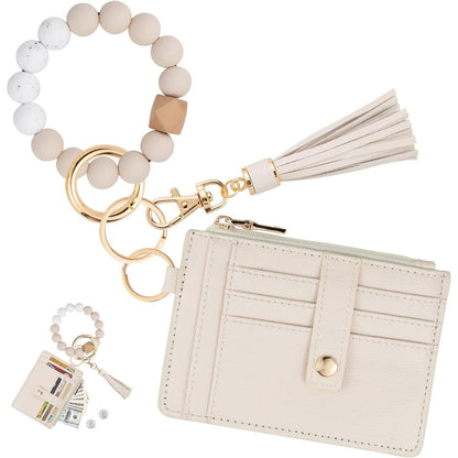 KNGITRYI_Wallet_Keychain_Wristlet_for_Women,Slim_RFID_Credit_Card_Holder_Purse_Tassel_Keychain_Bangle_Key_Ring_for_Men_Women