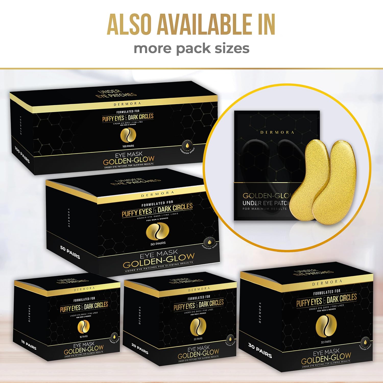 DERMORA_Golden_Glow_Under_Eye_Patches_-_Rejuvenating_Treatment_for_Dark_Circles,_Puffy_Eyes,_Travel_&_Wrinkles_-_Comfortable_Skin_Care