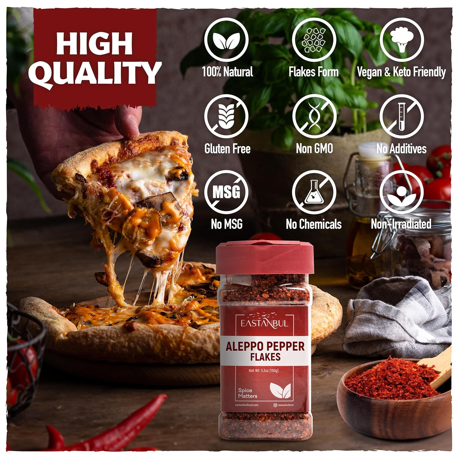 Eastanbul Aleppo Pepper 5.3oz – Premium Imported Spice for the Artisan Home Chef, Turkish Pul Biber