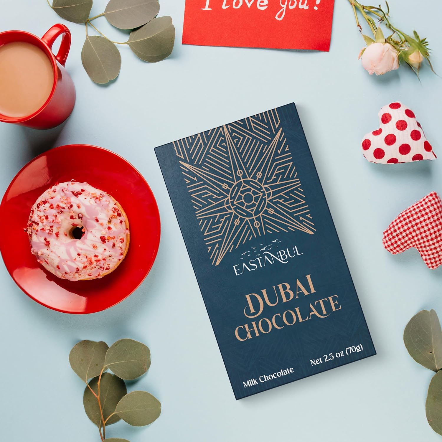 Eastanbul Pistachio Kunafeh Chocolate Bar – Elegant Housewarming Gift for Women and Mom, Viral Middle Eastern Candy