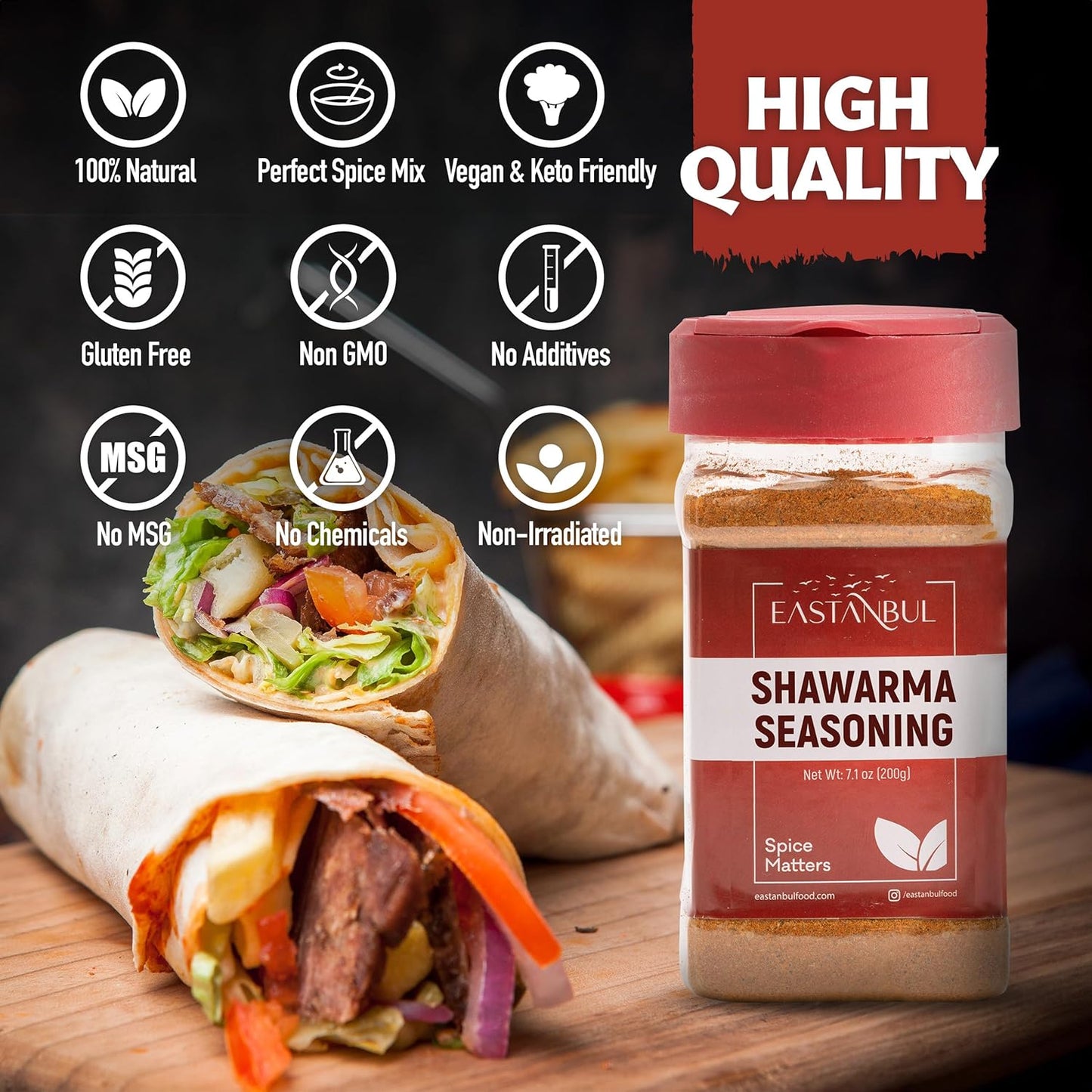 Eastanbul Shawarma Seasoning – Single-Bottle Baharat Blend for an Uncluttered Spice Rack, 7.1oz