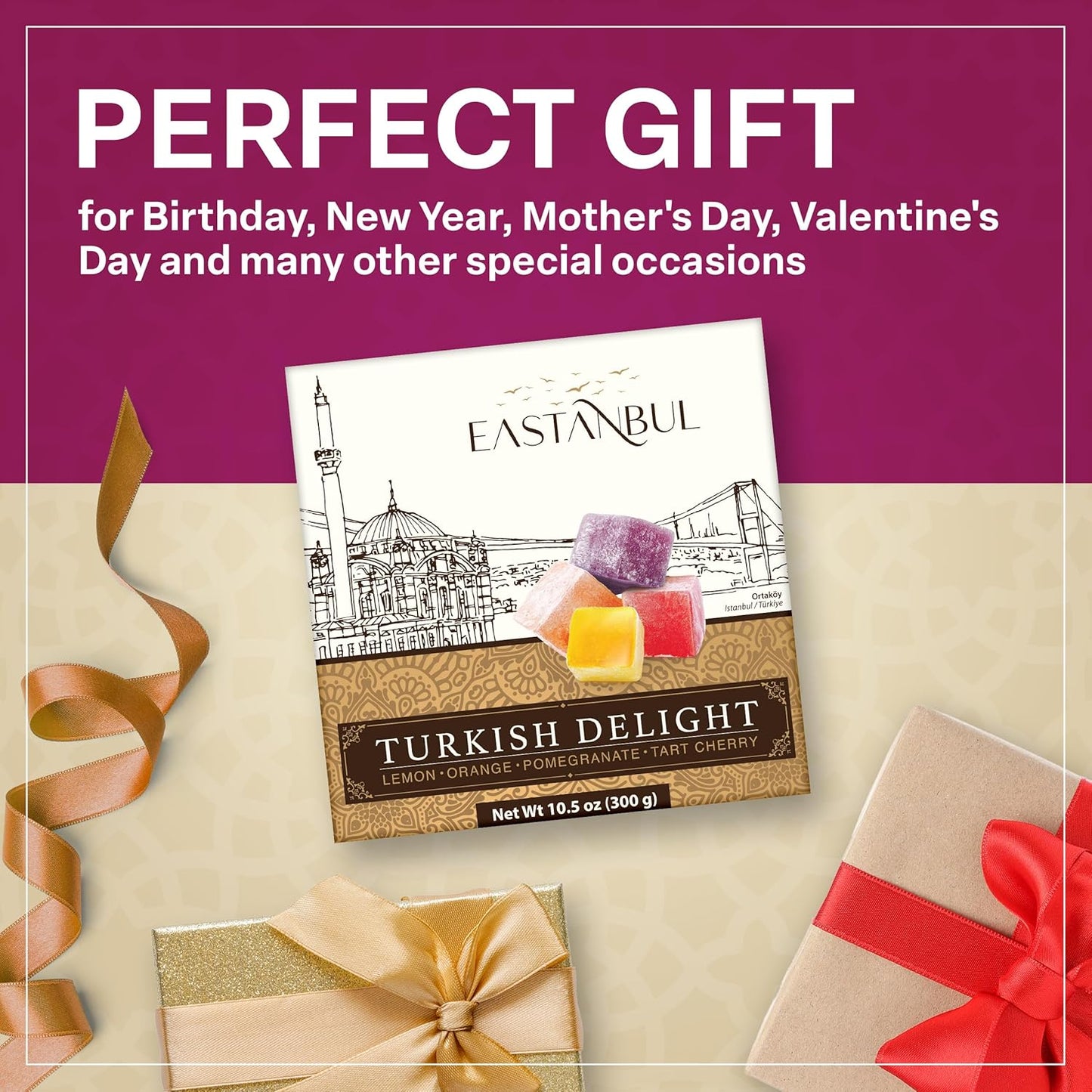 Eastanbul Turkish Delight Candy, Sealed Travel-Tub Sweet for Picnics, Patio Dining, and Camping Treats