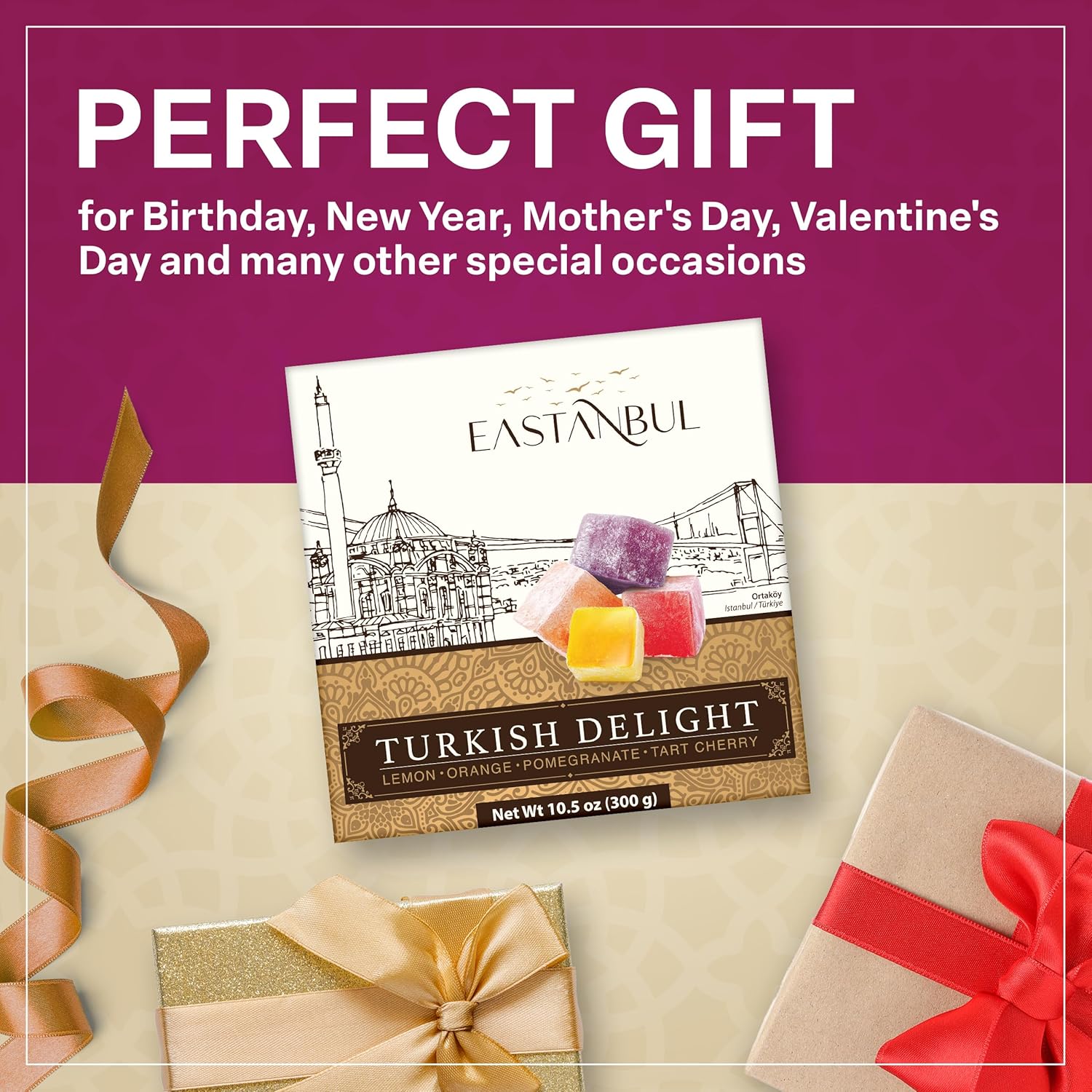 Eastanbul Turkish Delight Candy, Sealed Travel-Tub Sweet for Picnics, Patio Dining, and Camping Treats