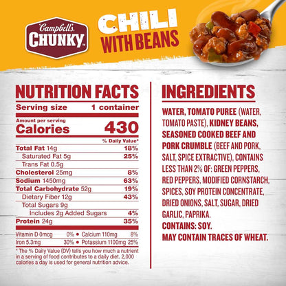 Campbell's Chunky Chili with Beans – Warming Solo Dinner for Mindful Evening Routines