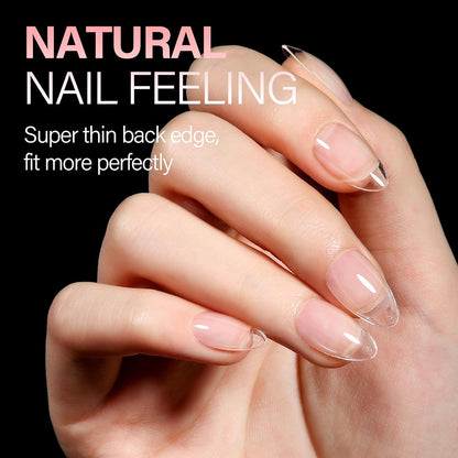 AILLSA_Short_Almond_Nail_Tips_Soft_Gel_Pre-Shaped_Acrylic_Nail_Tips_Half_Matte_Full_Cover_Nail_Tips_Clear_Gelly_Press_on_Flase_Nail_Tips_for_Extension_Nail_Manicure_Home_DIY_216PCS_12Sizes