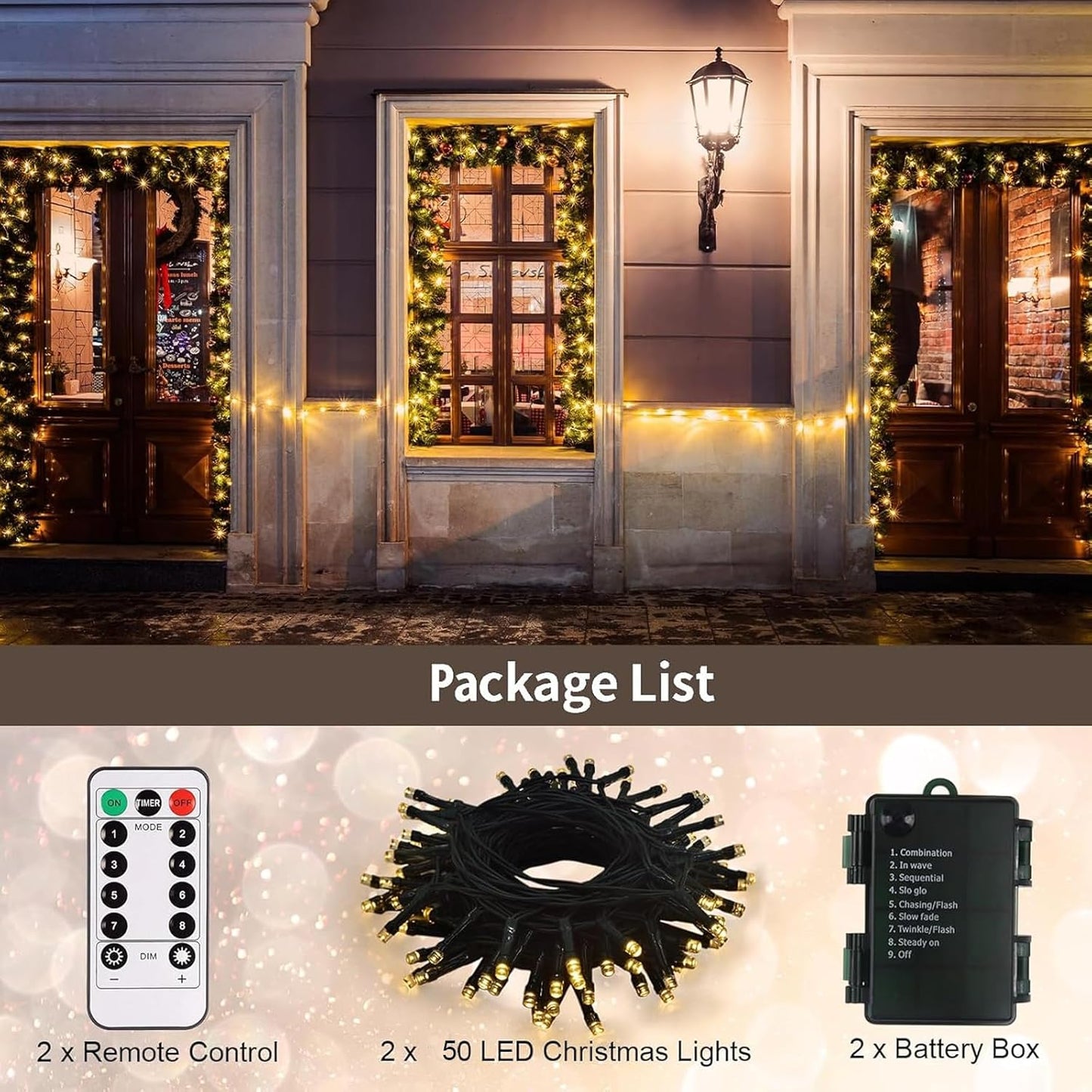 echosari 2 Pack Waterproof Fairy Lights – Patio, Porch, and Garden Path Decor with 8 Lighting Modes