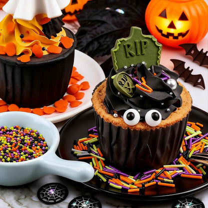 Halloween Sprinkles - Kid-Safe Edible Sprinkle Mix for Children Birthday Party Treats, 320g Candy Eyeball and Pumpkin Decorating Set
