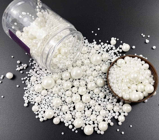 Sweet Sprinklez White Pearl Sprinkles Safe Cupcake Toppers for Kids Birthday Parties and School Celebrations, 4.2oz