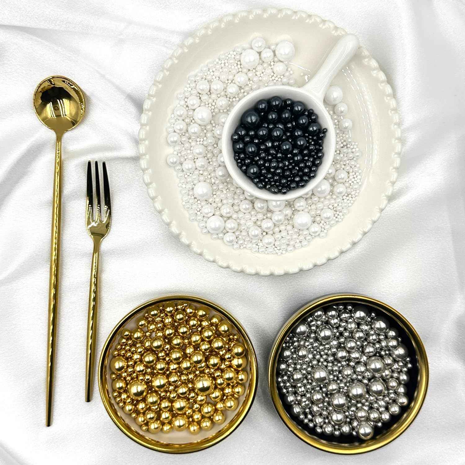 SUGAR BAY Premium Metallic Pearl Sprinkle Set – High-End Dessert Finishing for Professional Patisserie and Upscale Home Kitchens