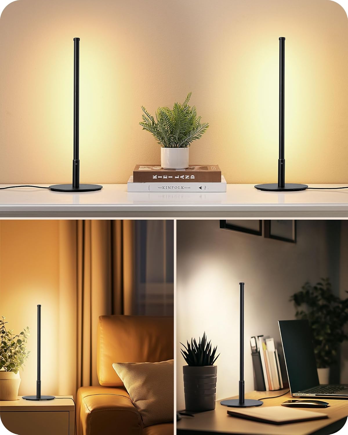 EDISHINE Warm Dimmable Bedside Lamp – Calming Wind-Down Light for Evening Routines