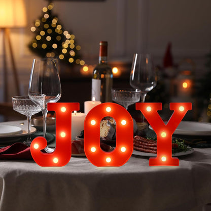 EDYCON Christmas Letter Lights – Child Friendly LED Sign for Nursery Shelf and Playroom Decor