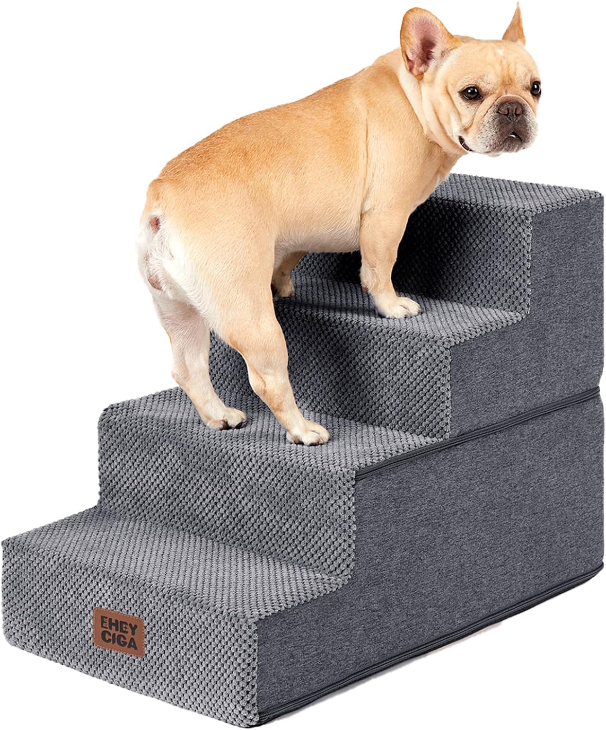 EHEYCIGA Dog Stairs for Bed 18" – Joint-Safe Foam Pet Steps for Small Dogs and Senior Cats