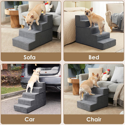 EHEYCIGA Dog Stairs for Bed 18" – Joint-Safe Foam Pet Steps for Small Dogs and Senior Cats