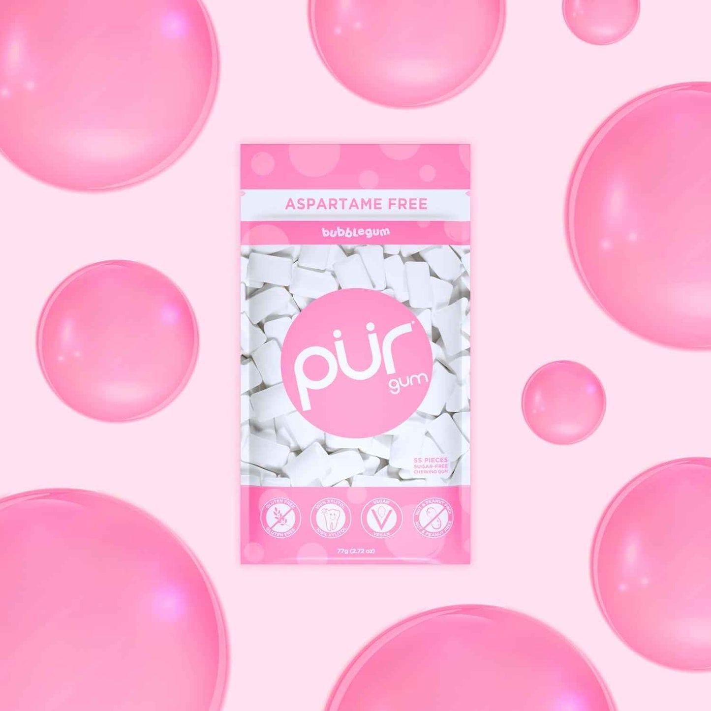 PUR Gum Aspartame Free 100% Xylitol Spearmint Chewing Gum for Intentional Clean Living and Clutter Free Pantry Storage
