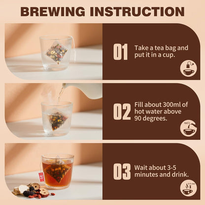 Eight Treasures Ginseng Herbal Tea – Steady-Energy Office Desk Brew for Night Shift and Afternoon Focus, 30 Bags