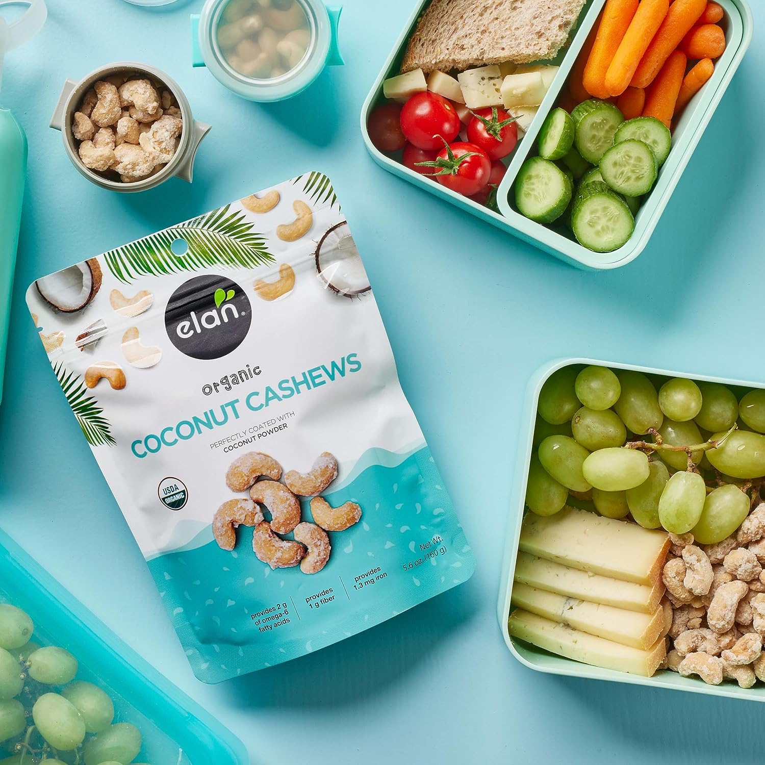 Elan Organic Coconut Cashews – Allergen-Friendly Lunchbox Snack for School-Age Kids, 5.6 oz