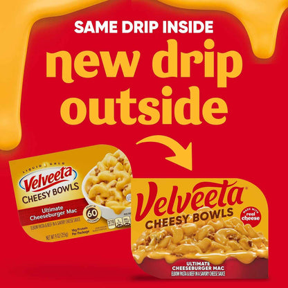 Velveeta Cheeseburger Mac Bowl – Quick Desk Microwave Meal for Back-to-Back Workdays, 9 oz Ready-to-Heat Tray