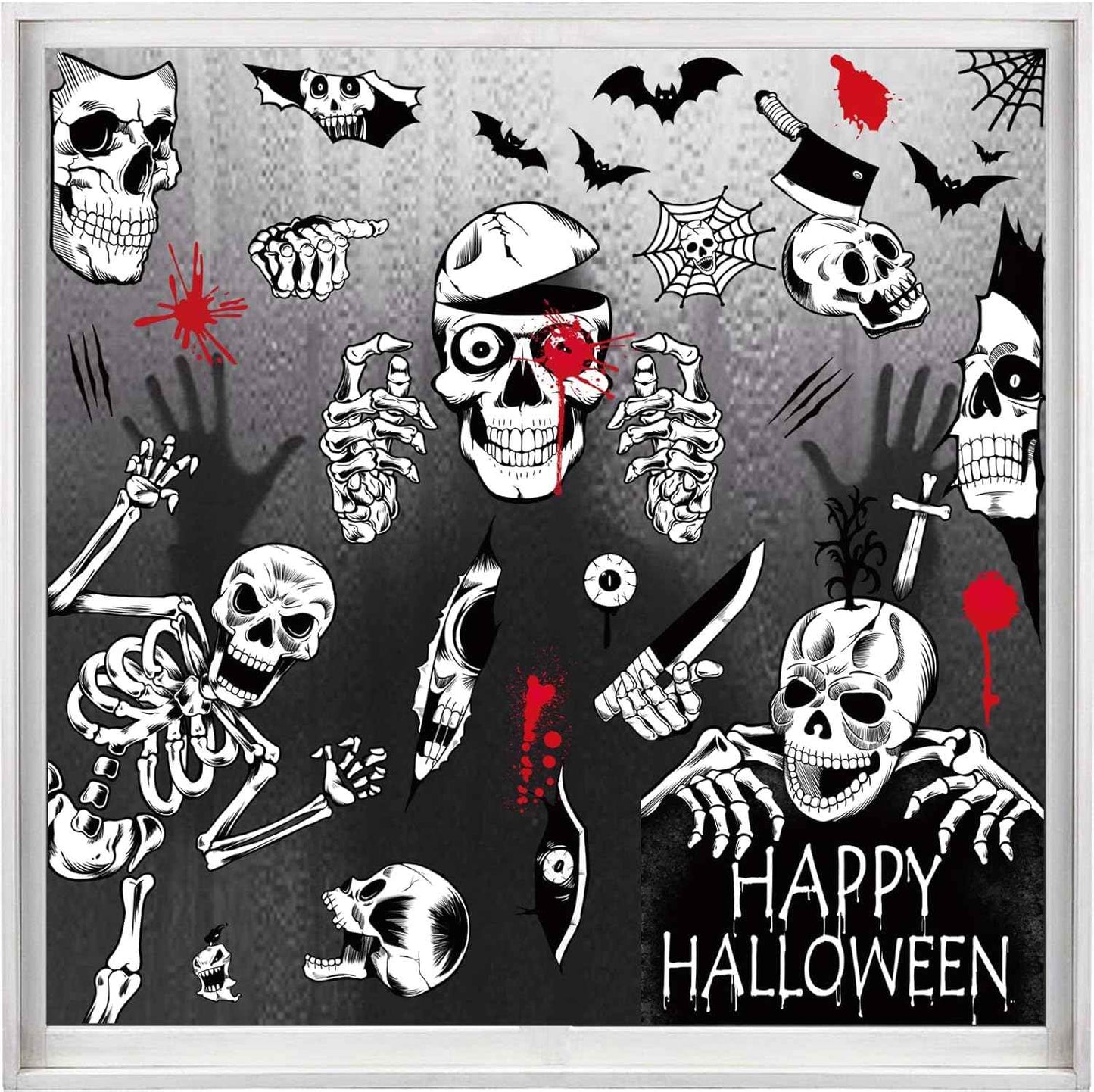 Halloween Window Clings - Kid-Safe Static Stickers for Playroom Windows and Nursery Glass, No Glue No Flame