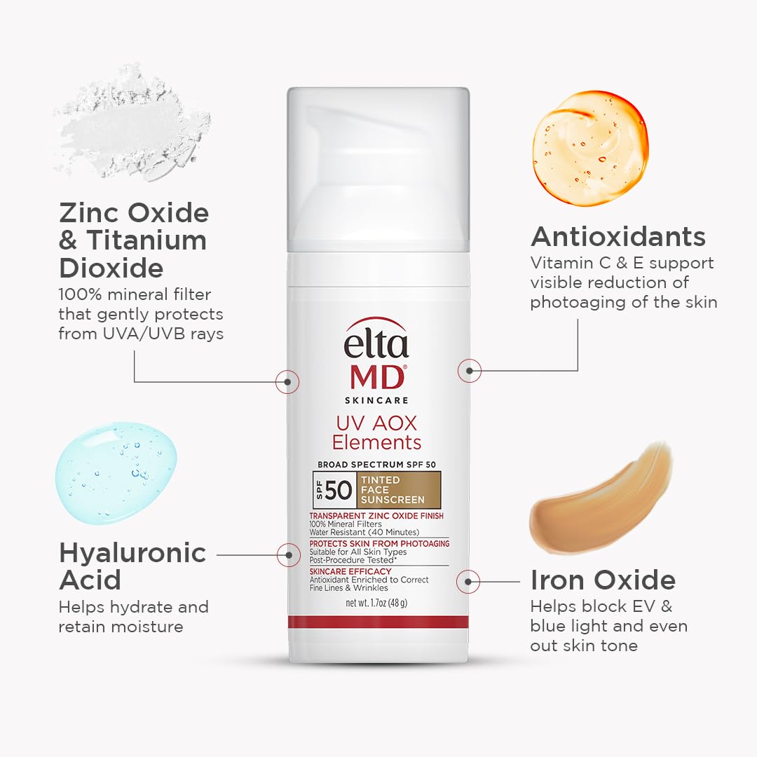 EltaMD UV AOX Elements Tinted Mineral Sunscreen SPF 50 – One-Step Clean Beauty Essential