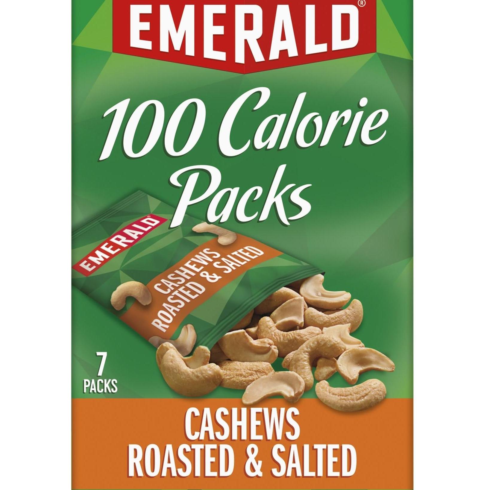 Emerald Nuts Roasted and Salted Cashews 7ct – Clean-Label Calorie-Conscious Snack for Gym Bag and Desk Drawer Wellness Routine
