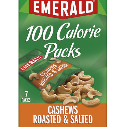 Emerald Nuts Roasted and Salted Cashews 7ct – Clean-Label Calorie-Conscious Snack for Gym Bag and Desk Drawer Wellness Routine