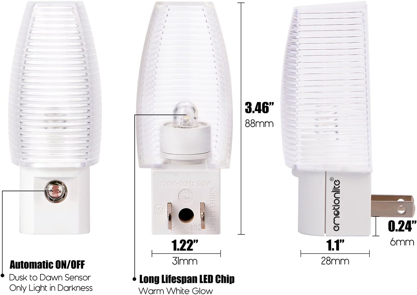 Emotionlite Plug-in Night Light – Calming Warm Glow for Bedtime and Bath Time Wind-Down Ritual