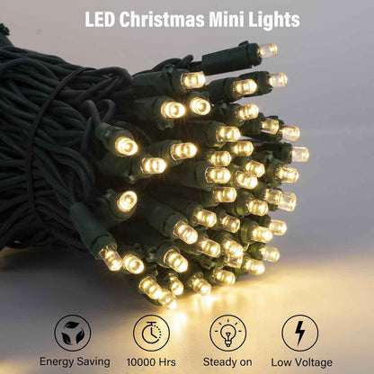 Brightown Mini String Lights for Christmas Tree & Mantel Garland - 14ft Warm White Indoor Decor Lights with Green Wire for Holiday Home Styling