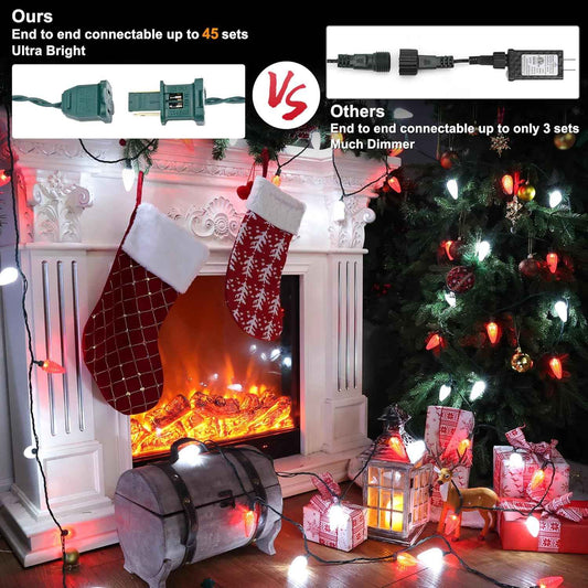Brizled 100 LED C9 Outdoor String Lights for Camping and Backyard, 66FT Waterproof Patio Lights