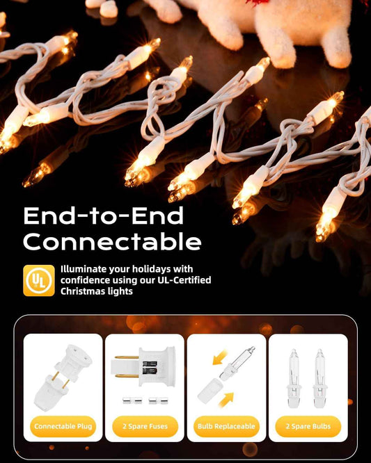 Brightown Incandescent String Lights – Bedroom Accent Lighting, 100 Mini Bulbs on White Wire for Ambient Home Decor