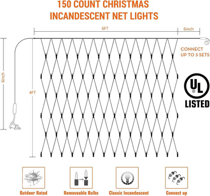 Lomotech Christmas Net Lights – UL Certified Waterproof Mesh Lights for Kid-Safe and Pet-Friendly Outdoor Yards