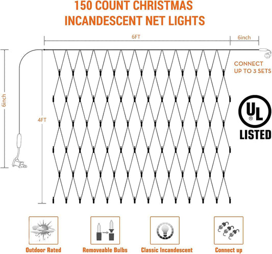 Lomotech Christmas Net Lights – UL Certified Waterproof Mesh Lights for Kid-Safe and Pet-Friendly Outdoor Yards