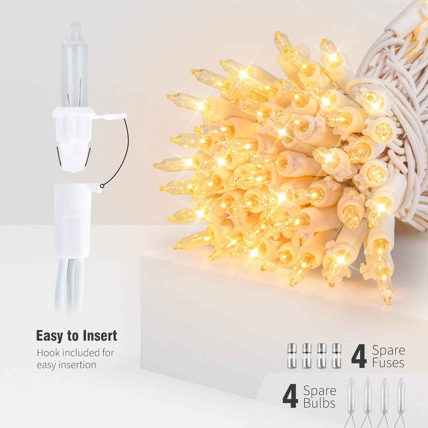 Hopolon Cozy Bedroom String Lights – 2-Pack 50 Mini Incandescent Bulbs, Warm White 3000K Glow for Living Room Aesthetic
