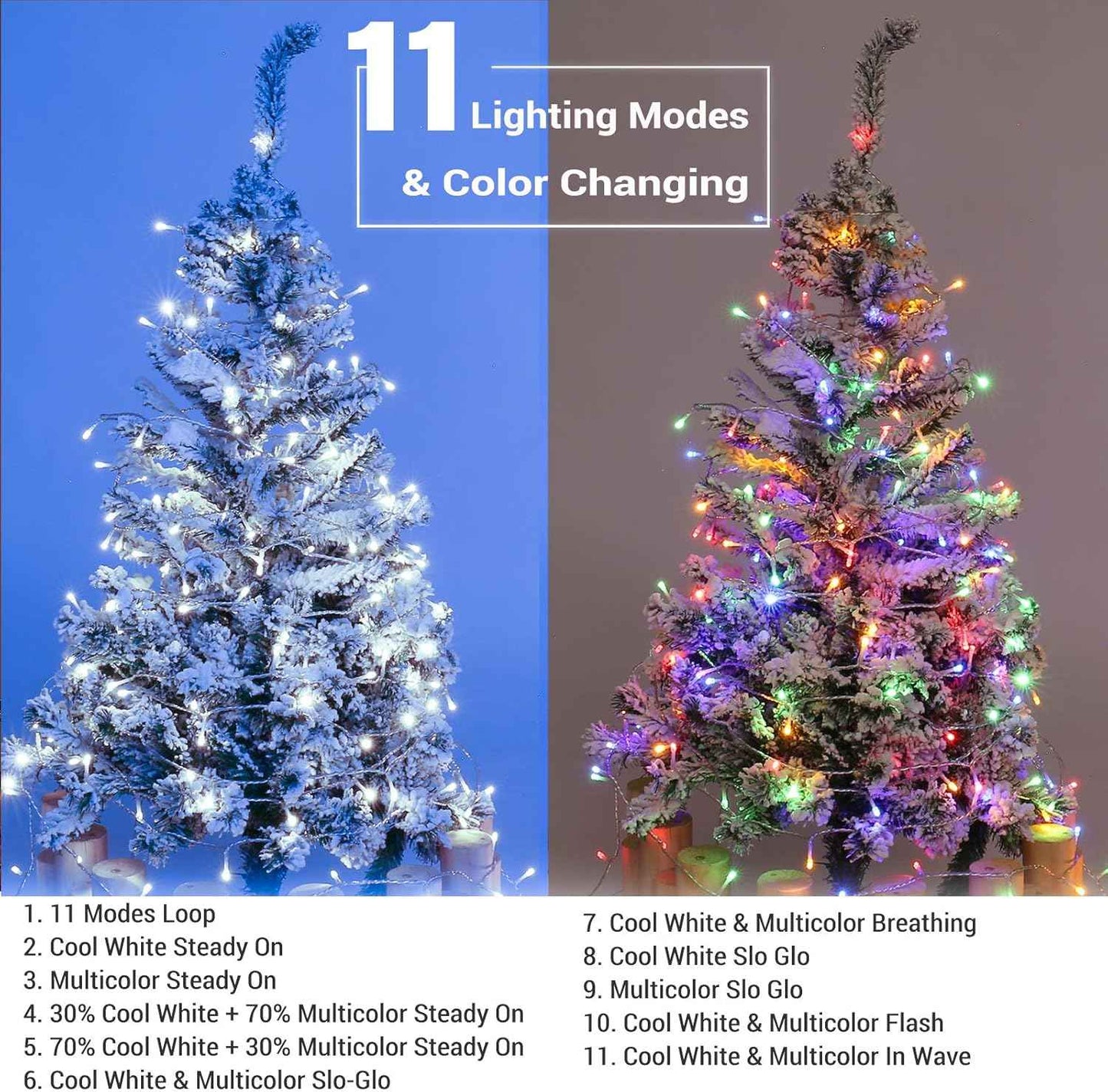 Brizled Dual Color Christmas Tree Lights – 200 LED Warm White and Multicolor String for Stylish Indoor Holiday Aesthetic