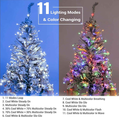 Brizled Dual Color Christmas Tree Lights – 200 LED Warm White and Multicolor String for Stylish Indoor Holiday Aesthetic