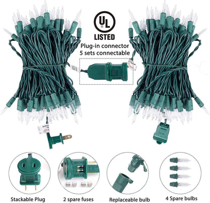 Minetom Cool-Touch String Lights 200 Count for Kids Bedroom and Playroom Wall, 51.7ft Green Wire