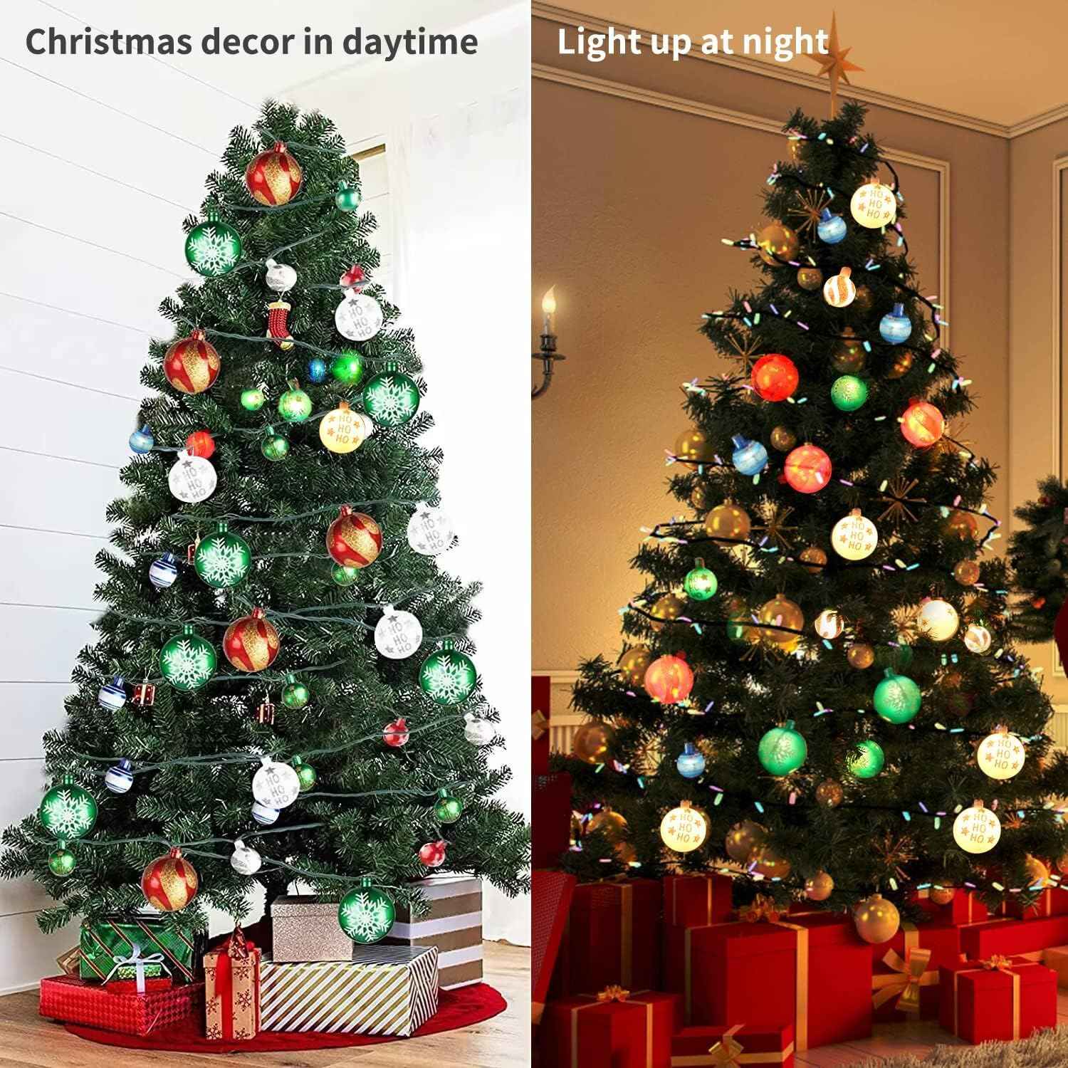 MerryMuse No Flame No Wax Ornament Lights for Kids Bedroom, 28ft Resin Ball String with Star and Cloud Patterns