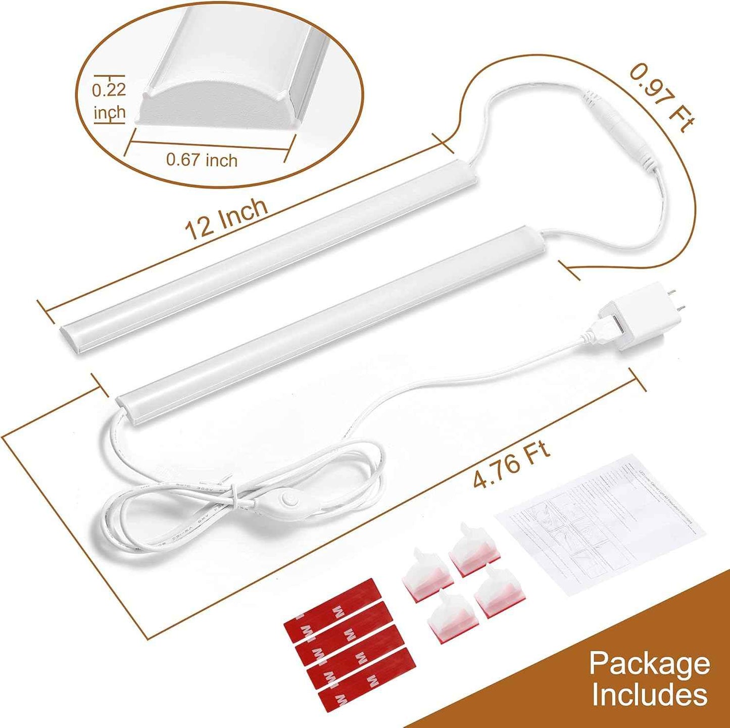 JUSJUBR Under Cabinet LED Light Bar – USB Desk Lamp for Home Office Focus and Late-Night Study Sessions