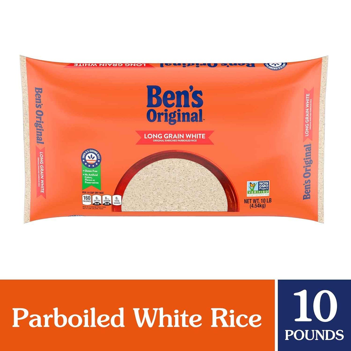 BEN'S ORIGINAL Parboiled Enriched Rice – 10 lb Bulk Bag for Home Cooks Building a Hearty Pantry