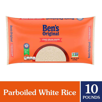 BEN'S ORIGINAL Parboiled Enriched Rice – 10 lb Bulk Bag for Home Cooks Building a Hearty Pantry