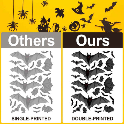 Pumpkin Spider Bats Shop Window Clings – Simple Halloween Window Touch for Uncluttered Homes, Single 9-Piece Set