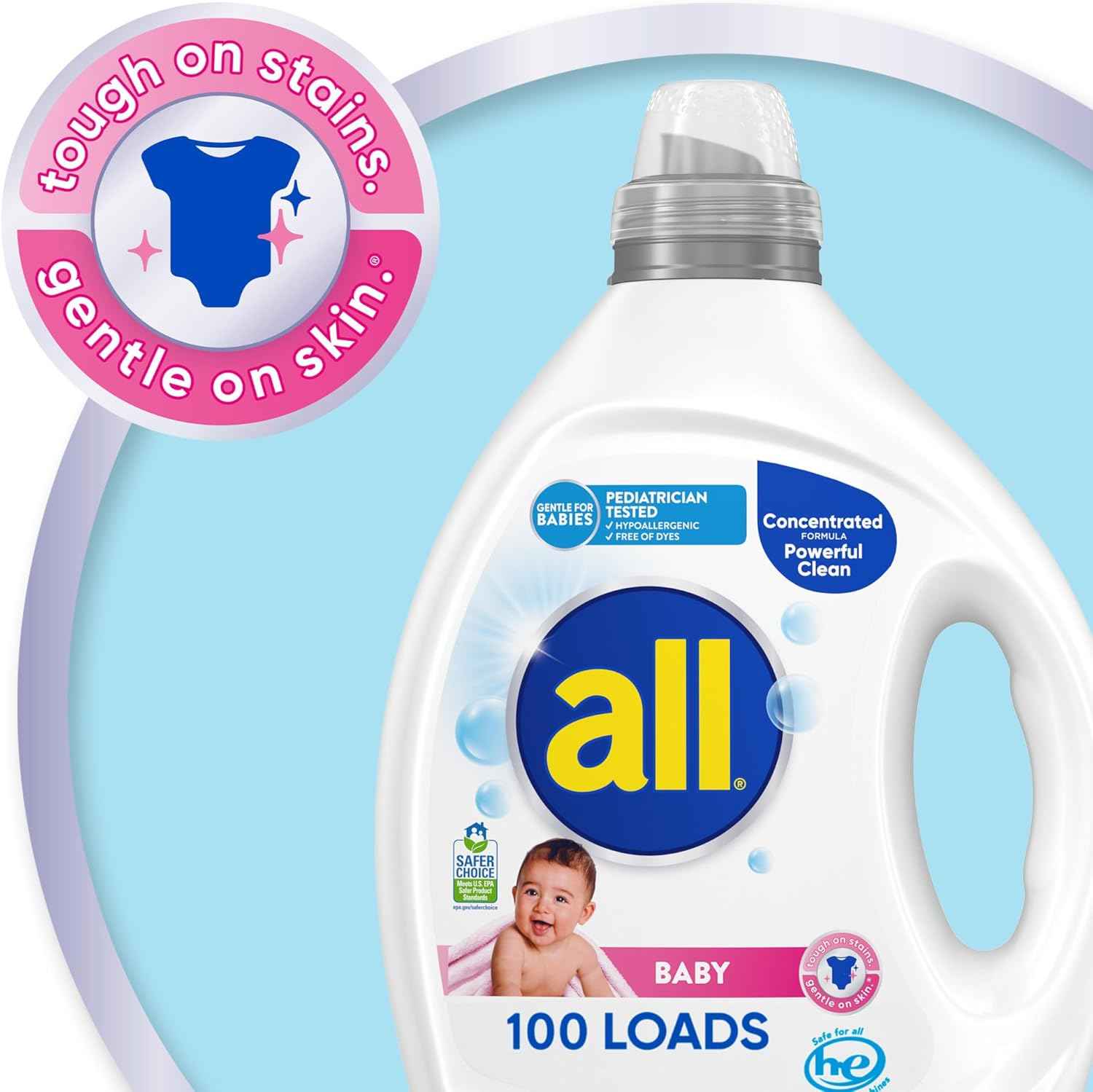 all Baby Laundry Detergent – Hypoallergenic Baby Laundry Detergent Free of Dyes and Irritants for Sensitive Family Skin