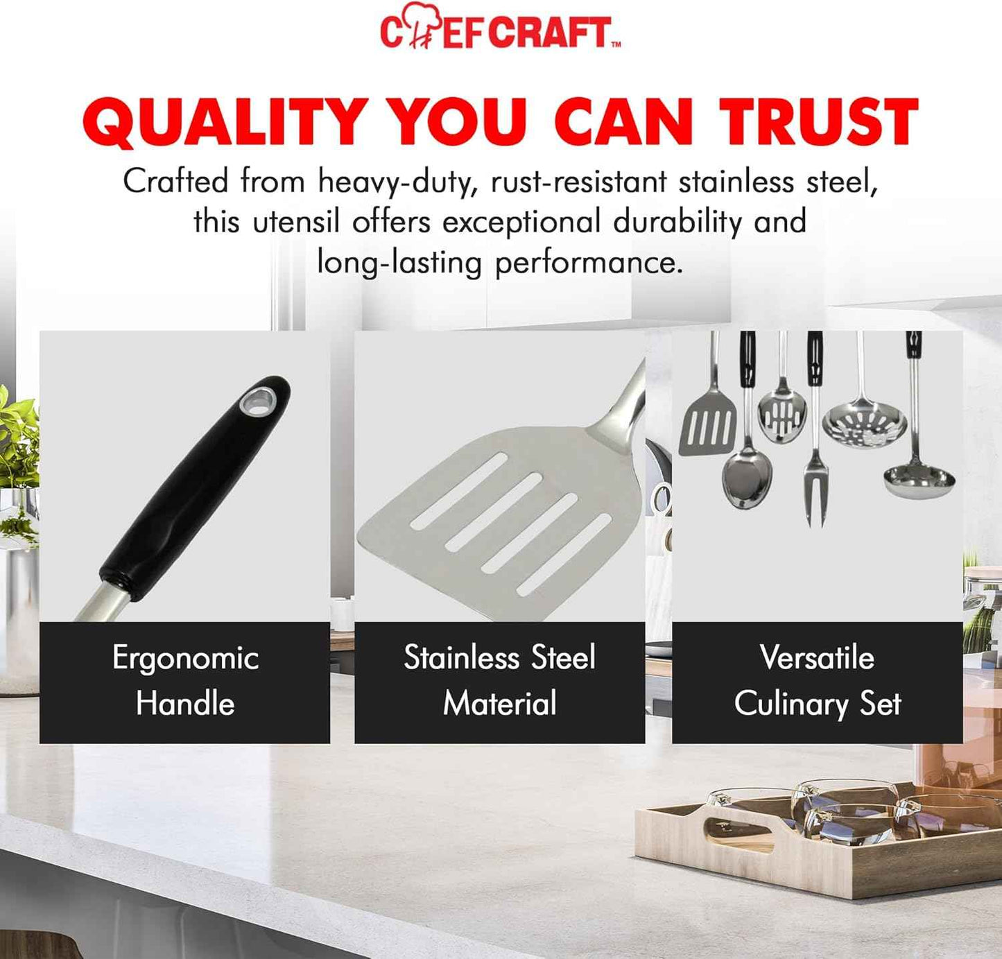 Chef Craft Heavy Duty Turner – Thoughtful Housewarming Gift for New Homeowners, Stainless Steel Spatula